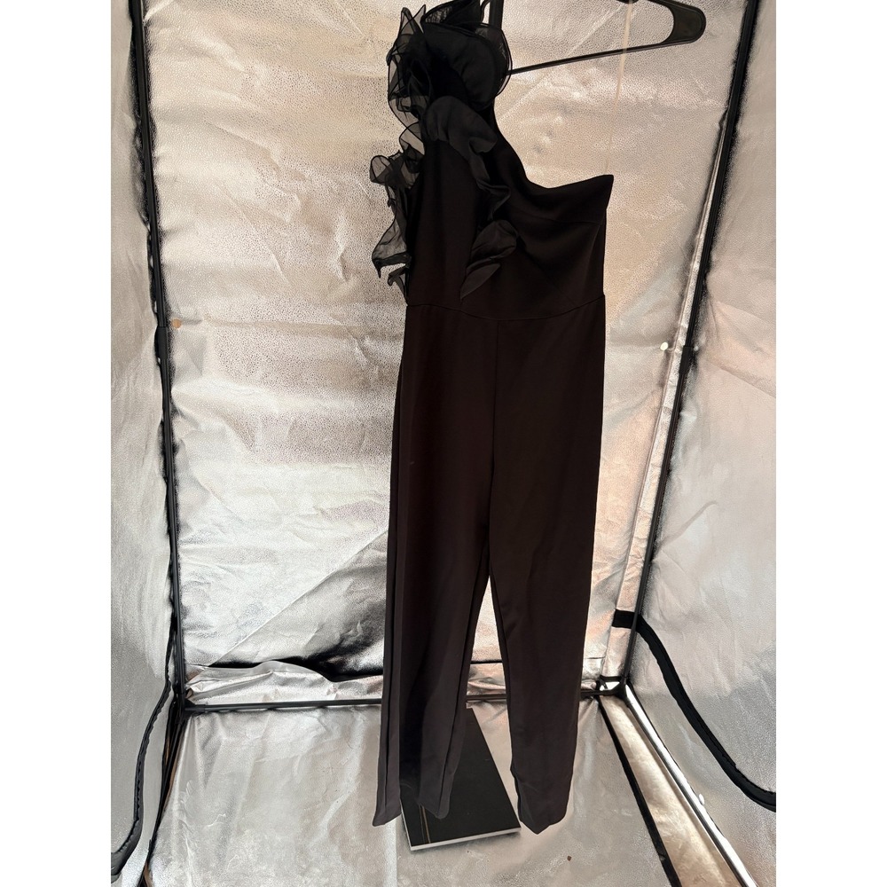 Me the Code Black Jumpsuit Ruffled Strap Size M